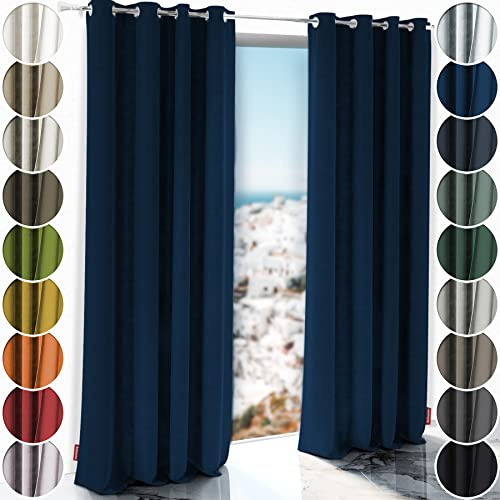 Schuette® Verdunkelungs-Vorhang Gardine mit Ösen ● Millenium Velvet: Royal Blue (Blau) ● 150x130 cm Höhe x Breite (1 Stück) ● Knitterfrei Pflegeleicht Thermo Blickdicht & stark Abdunkelnd