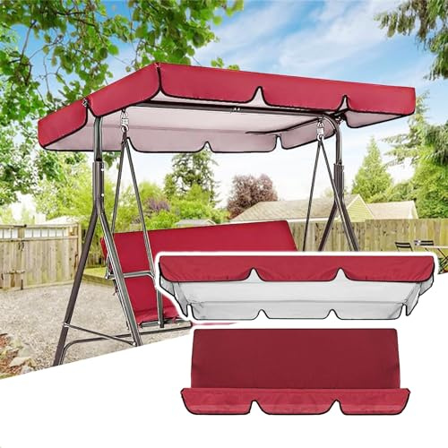 YURCI Replacement Canopy Swing Seat Chair, 3 Seat Outdoor Porch Swing Seat Canopy Cover, Waterproof Windproof Anti-UV Heavy Duty Rip Proof Garden Hammock Cover