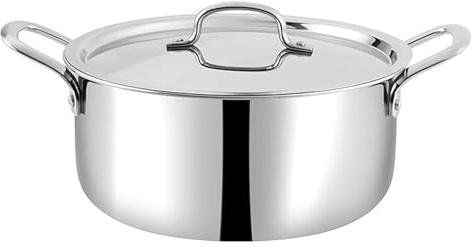 VINOD Smart TRIPLY Stainless Steel Casserole with LID (26 cm Diameter) | 6.4 Quart (6L) Stock Pot For Oven, Induction, Gas And Electric Use; Durable Tri-Ply Base