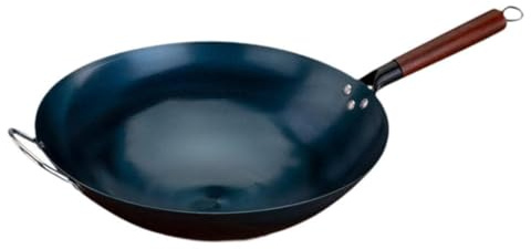 Wok Antiadhésif, Poêle à Wok, Cuisinière à Induction, Ustensiles de Cuisine, Poêles, Wok Universel à Fond Rond, Wok en Fer pour Frit, Grillé, 40 cm avec Les Oreilles