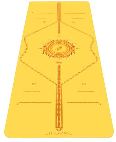 Liforme Bedruckte-Yogamatte - Fortschrittlicher Rutschfester Griff | Ausrichtungssystem, Umweltfreundlich, Schadstofffrei, Schweißresistent, lang, breit, 4,2 mm dick, kostenlose Yogatasche
