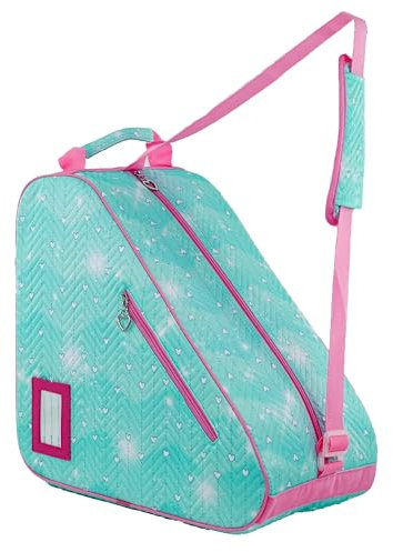 BAUXZOR Skate Bags with Lovely Heart and Star Patterns for Roller Skates, Ice Skates, Quad Skates, Inline Skates, Figure Skates, Skate Accessories for Kids and Adults (Heart Mint 05)