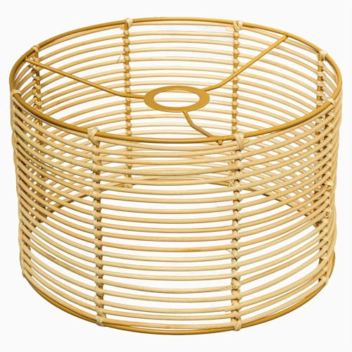 Vintage rattan round lampenschirm,schwarz gold, hohlgeschnitzt, Trommelform, für Stehlampe, Hängelampe,Tischlampe,Deckenleuchte (Rund-2GB)