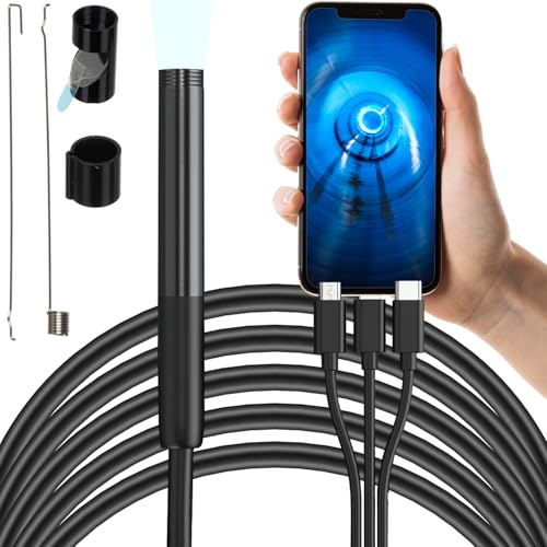 Endoskopkamera Wasserdicht IP 67 6 LED-Lichtern USB-Inspektionskamera Boreskop Kabel Typ-C 2 Meter für Telefon Android und iOS ANESOK App 23020
