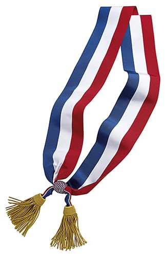 Générique Écharpe Tricolore Bleu Blanc Rouge Avec Glands À Franges D'or - Adultes Unisex - Coton - 200 x 11 cm