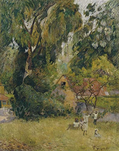 SERENDIPITP Dipinto su Tela Tela Immagini Stampe Tela Capanne sotto gli alberi di Paul Gauguin per Decorazioni per la Casa 60x90cm