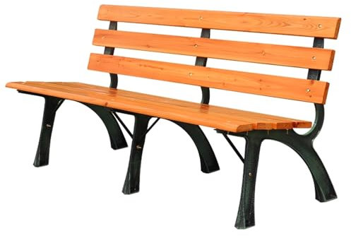 Gartenbank Wetterfest Gestell Aus Gusseisen, Sitz Aus Massivholz, Ergonomische Rückenlehne, Graand Patiio Gartenbank Metall für Garten Balkon Terrasse