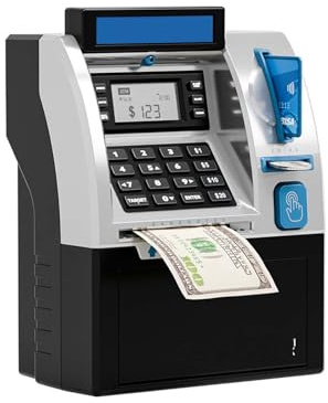 ATM Spardose, Mini Geldautomaten Sparschwein Geldbank Geldautomat Elektronische Spardose für Münzen und Scheine Sparschwein Tresor Kleingeld Aufbewahrung mit Debitkarte Piggy Bank Saving Box