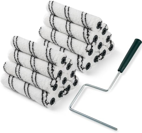 CoatPro Twools Paint Roller Covers, 20 Pack 6 Inch Microfiber Paint Roller (3/8 Inch Nap) with Anti Rust Metal Roller Frame, Suitable for Wall and Furniture Painting