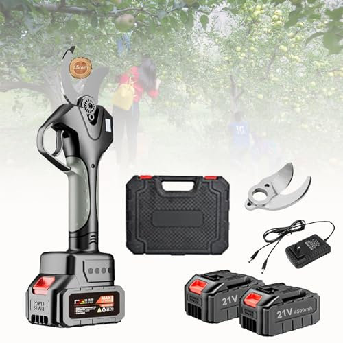 KLYDBMYT Tijeras de podar eléctricas inalámbricas de 45 mm para jardín, podadora de árboles de Mano con 2 baterías de 4500 mAh y Pantalla LCD, sin Varilla de extensión.