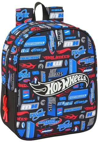 safta HOT WHEELS – Zaino per bambini, zaino per la scuola, adattabile al carrello, ideale per l'asilo, comodo e versatile, qualità e resistenza, 22 x 10 x 27 cm, multicolore, M, Casual