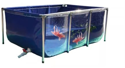DECAKE Großer Aquarium-Poolteich für Fische und Wassertiere, Rahmen aus PVC-Leinwand und Stahlrohr, transparentes Sichtfenster, einfache Montage (Größe: 140 x 70 x 61 cm)