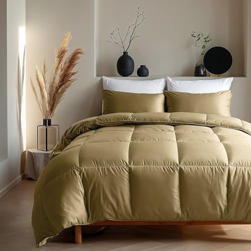 Zelesta Satinbed Couette sans Housse - Couette de Satin - Couette Lavable sans Housse - Linge de lit Couette Hiver et Couette été Chaude - Hypoallergénique (Original Oker, 240x200 cm)