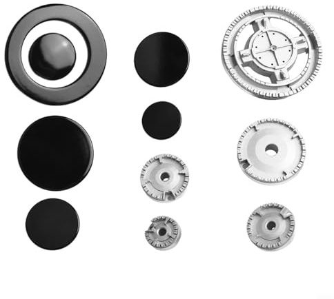 Filteilect Compatible for Sabaf Gas Range Burner Cap Set, Metal Stove Top Flame Diffuser Kit, Cooktop Crown Covers Replacement Parts, Multiple Sizes(Flat)