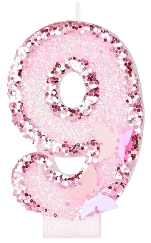 Alaoo Candele di Compleanno, Farfalla Candele per Torta di 9° Compleanno | con Farfalla Candele Decorazione di Topper Torta, Candele per Torte, Decorazioni per Feste, Adatto a Ragazzi e Ragazze
