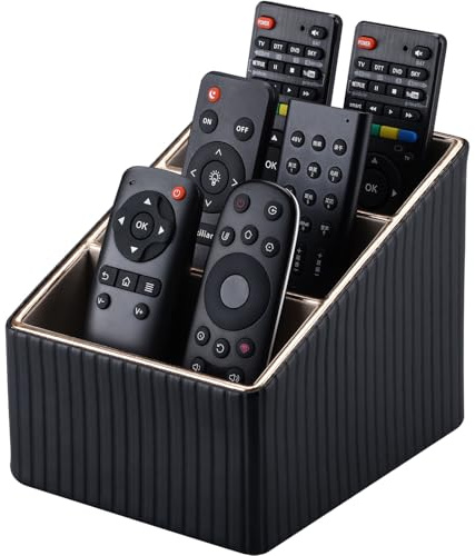 KINGFOM Soporte para mando a distancia, de piel sintética, soporte para mando a distancia de TV para mesita de noche/mesita de noche, organizador de escritorio de oficina, soporte para lápices para