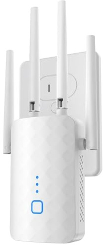 WLAN Verstärker, 1200Mbit/s Wlan Repeater mit 4*180° Schwenkbare Antenne Dualband 2,4GHz+5GHz WiFi Repeater mit WPS | 1200 Mbit/s | Mit LAN/WAN Port| Einfache Einrichtung | Kompatibel 99% WLAN Geräten