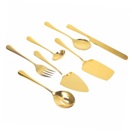 BAZEITFLOW 7 Pièces Ensemble De Couverts En Acier Inoxydable Couteau à Gâteau Pelle à Gâteau Fourchette Et Cuillères Pour Mariage Anniversaire Ou Repas En Famille