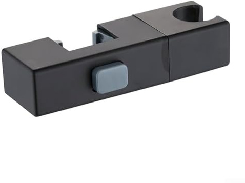 CYRENT Support de pommeau de douche réglable avec pulvérisateur rotatif et base fixe compatible avec tuyaux rectangulaires pour tubes carrés standard de 30 x 18 mm pour salle de bain (noir)