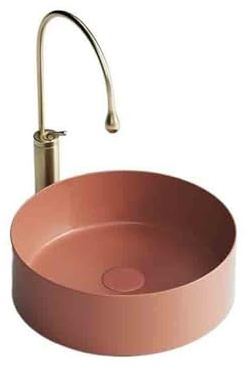Durable Lavabo de salle de bain rond de 45 x 45 x 15 cm, petit modèle, en céramique, for meuble-lavabo Facile à nettoyer