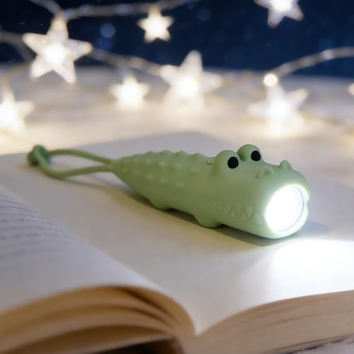NICE POINT Lampe Torche Enfant LED Rechargeable USB-C, Lampe de Poche Enfant Crocodile avec Dragonne, Petite Lampe Torche Silicone Dès 3 Ans, Lampe Camping Enfant Cadeau