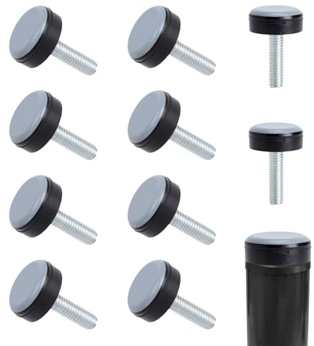 LOLANIUT Möbelglidare med gänga av PTFE, 10 stycken Ø 20 mm, justerbara möbeltassar för stolar, tysta stolglidare, teflon för skruvning M6, golvskydd för matta, laminat, PVC