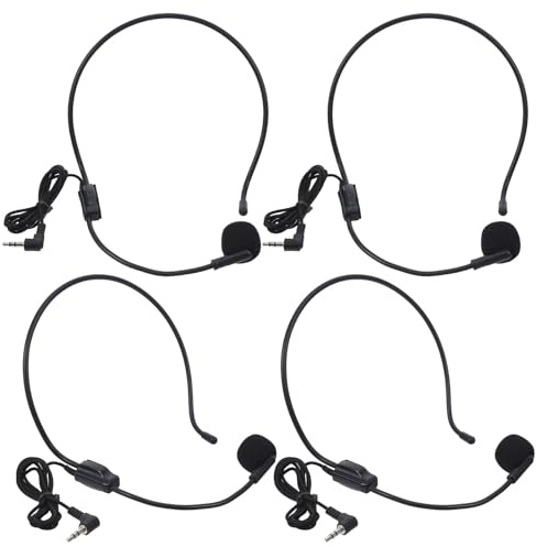 HEMOTON Cuffie Cablate con Microfono Omnidirezionale Indossabile, Microfono a Condensatore Sospeso, Auricolare Cablato con Cancellazione del Rumore, Set da 4 Pezzi per