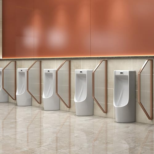 Parete orinatoio da uomo in vetro temperato, divisorio per orinatoio pubblico, centri commerciali, hotel e bar (oro rosa, 3 pezzi)