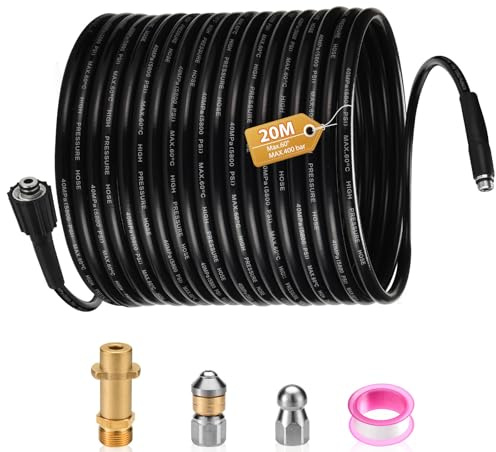 20m Tubo di Sonda Sturatubi Compatibile con Idropulitrici Kärcher K2-K7, CAROD 400 Bar/5800PSI Sonda Spurgatubi Per una Pulizia Facile di Tubi e Lavandini Intasati