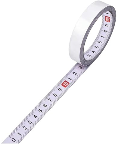 JIXLOUR Mètre ruban adhésif en acier inoxydable 0-5 m, règle métrique gauche à droite pour scie à onglet, T-Track et outils de travail du bois (blanc)