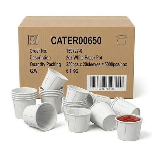 RAP Gloves Wax Paper Medicine Pots, 2oz 59ml, 1000pcs | Fluid-Resistant Waxed Paper, For Epoxy Resin, Mixing, Pills, Sauce & Paint, Disposable Soufflé / Ramekin Cups