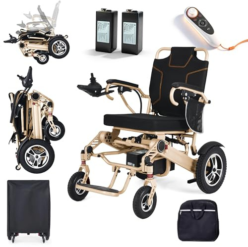 48+KM Elektro Rollstuhl für Erwachsene, 700W Motorleistung Rollstuhl 150KG, 51CM Sitzbreite Leichte Elektrisch Faltbare Allen Gelände Rollstühle mit 2*12AH Li-Ion Batterie, mit Fernbedienung, Rucksack