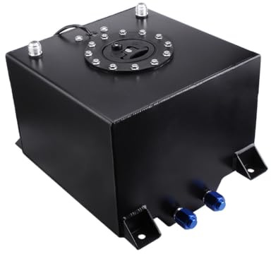 Silver 20L Aluminium Bränsletank Oljefångare Tank med sensor Bränslecell med lock RS-OCC040 Servostyrningsolja Behållare(Black)