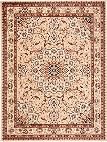 Carpeto Groß Teppich Wohnzimmer 180x250cm Creme Orientalisch Traditionell | Teppich für Schlafzimmer Büro Esszimmer Beige Weich Pflegeleicht Tierfreundlich Allergikerfreundlich Fußbodenheizungsgeeignet