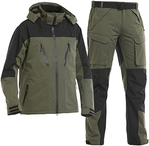 Fladen Outdoor Authentic 2.0 Angel Anzug - Grün-Schwarz - Jacke + Hose - Wasserdicht Atmungsaktiv Winddicht - Angelanzug Gr. S - XXL