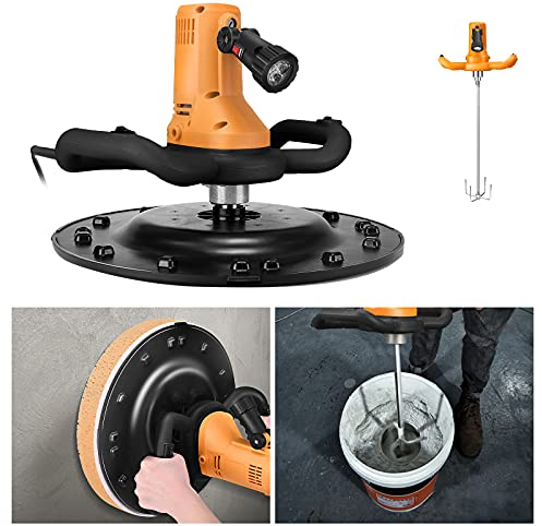 KKTECT Máquina alisadora de paredes con paleta de mortero de cemento concreto, 1700W Velocidad ajustable 80-200RPM Paleta eléctrica con taladro mezclador concreto