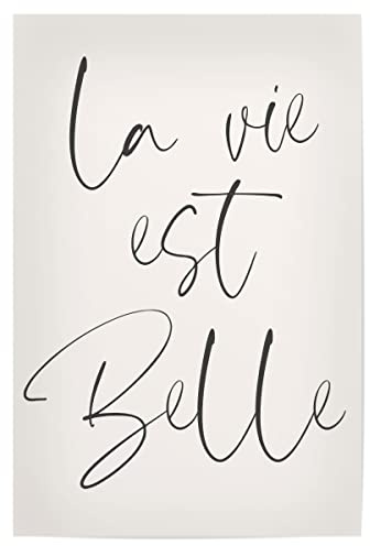 artboxONE Poster 30x20 cm Typografie La Vie Est Belle French Sign - Bild la Vie est Belle handlettering handschrift