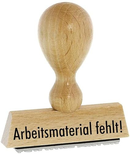 Lehrer-Stempel – Arbeitsmaterial fehlt - von Kaufhaus 2010 aus Holz & Gummi, zum Bestempeln von Schriftstücken aller Art. 4 cm lang