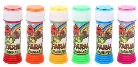 Anila's Complete Farm Animals Themed 10 Party Bag Fillers & Favours – Set of 10 Farm Bubble Tubs with Wand. (Ideal for Children Aged 3-8)