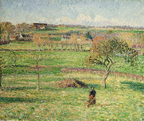 ZIMARO Leinwanddruck Und Poster Wandkunst Bild Reproduktion Apfelbäume und Heumacher in Eragny von Camille Jacob Pissarro für Wohnkultur 60x90cm