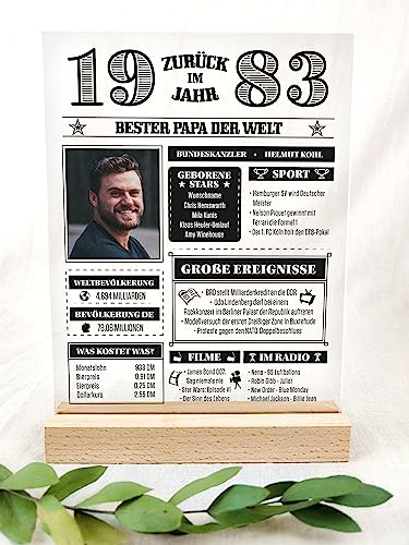 40 Geburtstag Geschenk - Zurück ins Jahr 1983 Acryl Tafel mit Foto - Geschenkideen zum 40 Geburtstag, 40 Geburtstag Frau & Frauen, 40 Geburtstag Mann & Männer, 40. Geburtstag, 40 Geburtstag Deko