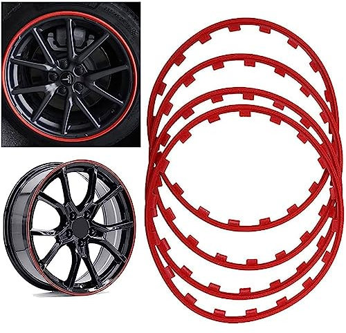 Universeller Felgenschutz FüR Reifen, Kratzfester Leichtmetallfelgen Schutz, Auto Felgenschutz 4er Set, Radkantenschutzring, FüR Alle Automodelle,Rot,20in