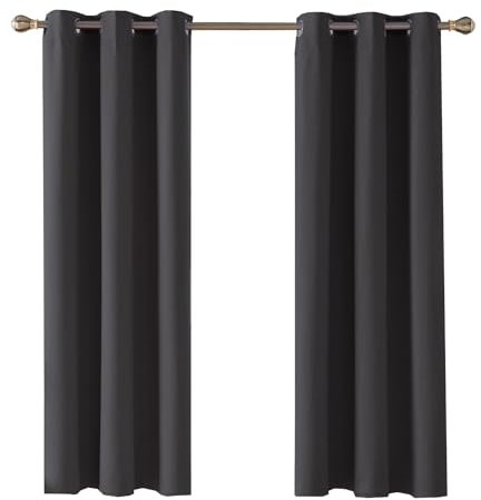 Ev Dekor® EVCRTN01 Thermal Blackout Curtains for Bedroom, Offices, Hotels Windows 66(167cm) Wide X 54(137cm) Long, Charcoal - 2 Panels with Tie Backs
