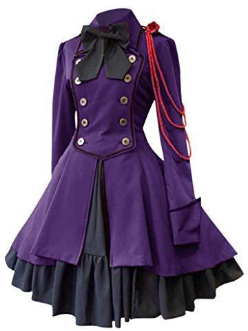 Mittelalter Kleidung Damen Langarm,Gothic Kleid Damen Rüschen-Maxikleid Bow Tie Cosplay Renaissance Retro Halloween Karneval Viktorianischen Party Kostüm Ballkleider Kleider Rüschenkleid