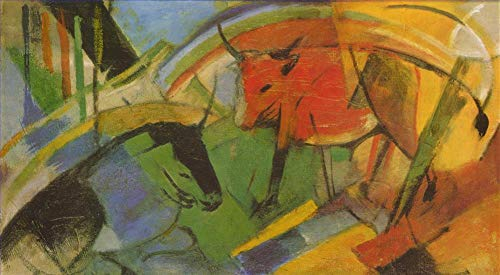 Ölgemälde handgefertigt €50-2000 von Lehrern der Kunstakademien, 37 berühmte Gemälde, Stier, Franz Marc, Tier, abstrakt, deutscher Expressionismus, Leinwandgemälde, Kunst –5