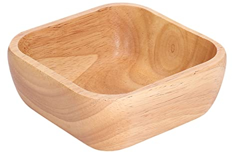 POTRUWE Insalatiera quadrata in legno, fatta a mano, grande insalatiera in legno, grande insalatiera, ciotola da portata in legno per feste e riunioni di famiglia (12,5 cm)