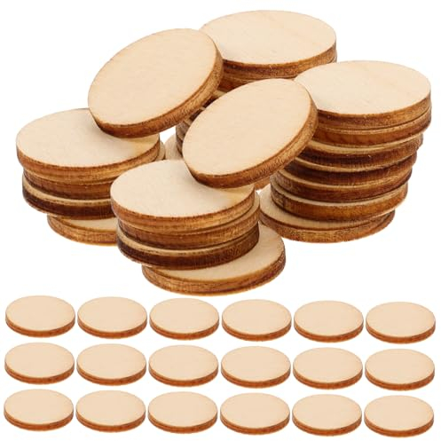 NUOBESTY 600stücke Unbehandelte Holzscheiben Diy Holzstücke Rund Zum Basteln Glatte Oberflächen Für Malen Und Dekorieren Für Handwerksprojekte Und Dekoration