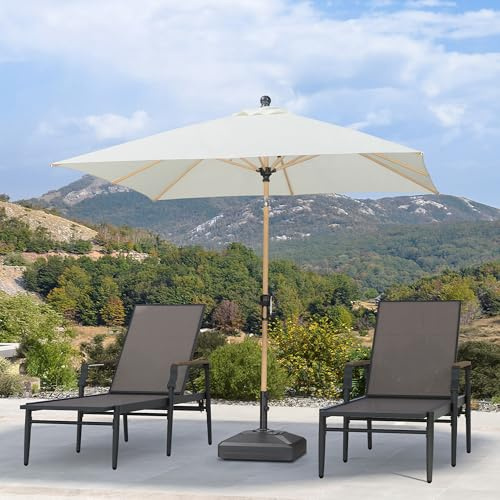 PURPLE LEAF Parasol Balcon 2,5 × 2,5 m Finition Teck Carré Crème Anti-Vent