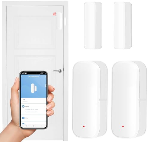 WIYETY Lot de 2 capteurs de porte WiFi, capteur d'alarme de porte, capteur de contact de fenêtre sans fil WiFi, capteur de contact de fenêtre intelligent pour la sécurité à la maison, capteur de porte