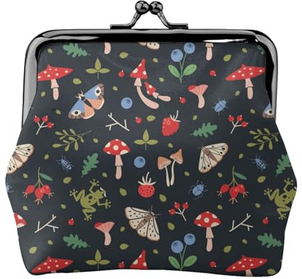 Porte-monnaie en cuir synthétique pour femme Motif flore et insectes de la forêt